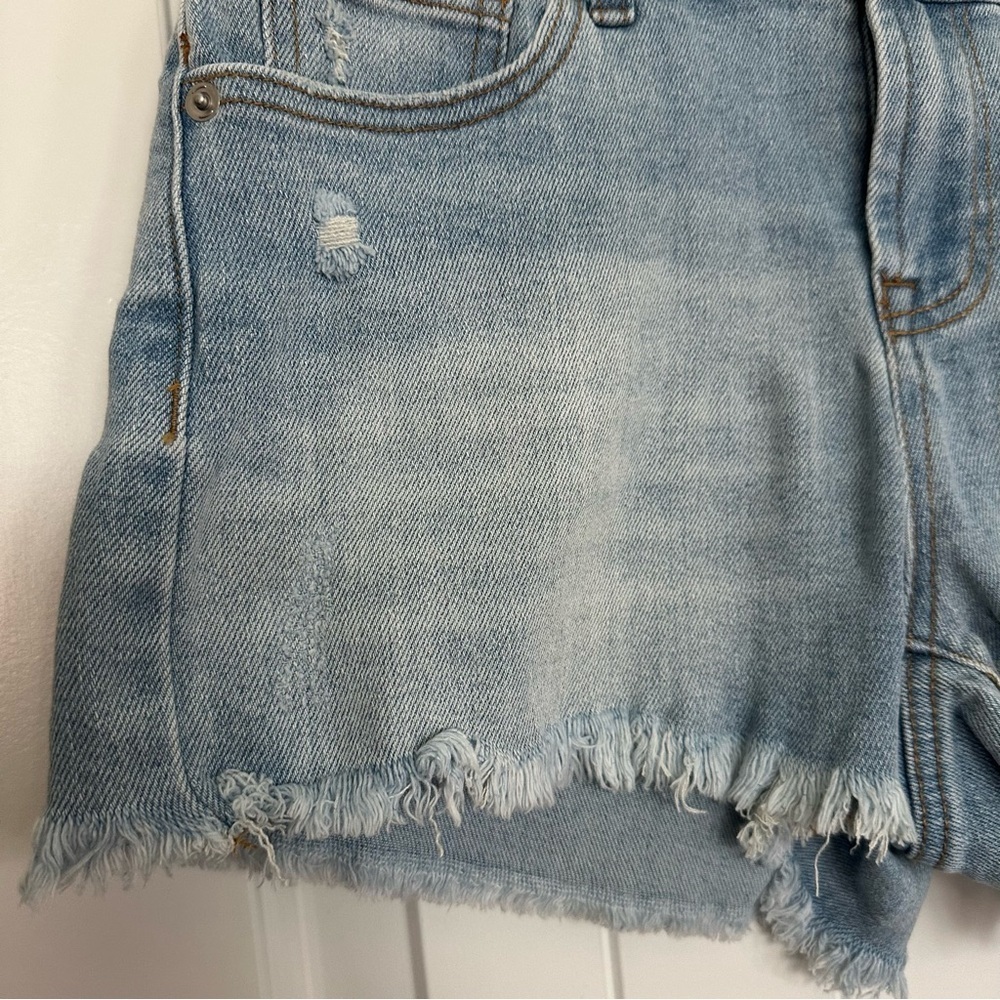 Blue Jean Shorts Distressed Frayed Hem - Picture 2 of 8